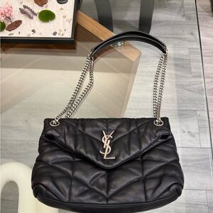 Sold! Saint Laurent Lambskin Quilted Small Loulou Puffer Monogram Chain Satchel
